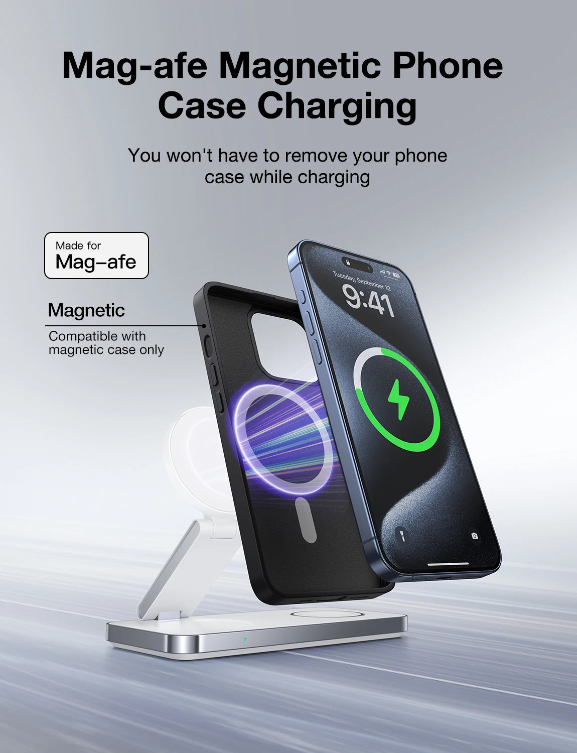 3-in-1 Foldable Magnetic Wireless Charging Station for iPhone, Apple Watch & AirPods
