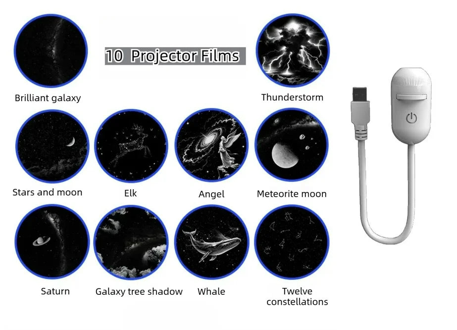 2-in-1 Mini Galaxy Star Projector — Starry Sky Night Light for Bedroom & Home Decor