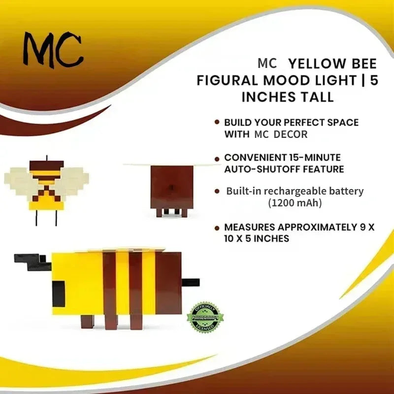 Minecraft-Inspired Bee Night Light – Creative LED Home Decor