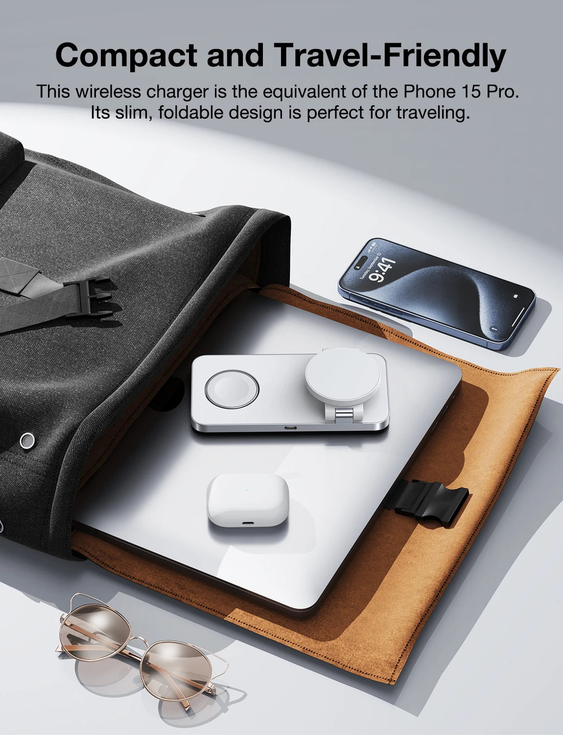 3-in-1 Foldable Magnetic Wireless Charging Station for iPhone, Apple Watch & AirPods