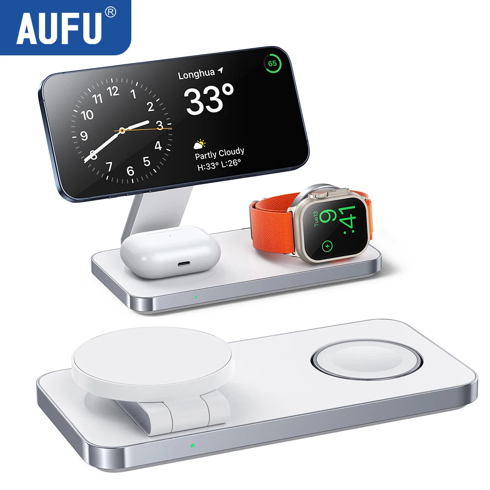 3-in-1 Foldable Magnetic Wireless Charging Station for iPhone, Apple Watch & AirPods